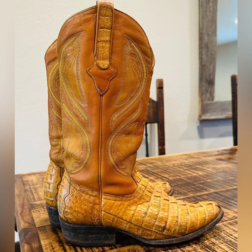 VINTAGE CUADRA MEXICO GATOR WESTERN BOOT MEN OR WOMEN!! Men size 7.5 women 8.5/9 - Picture 11 of 14